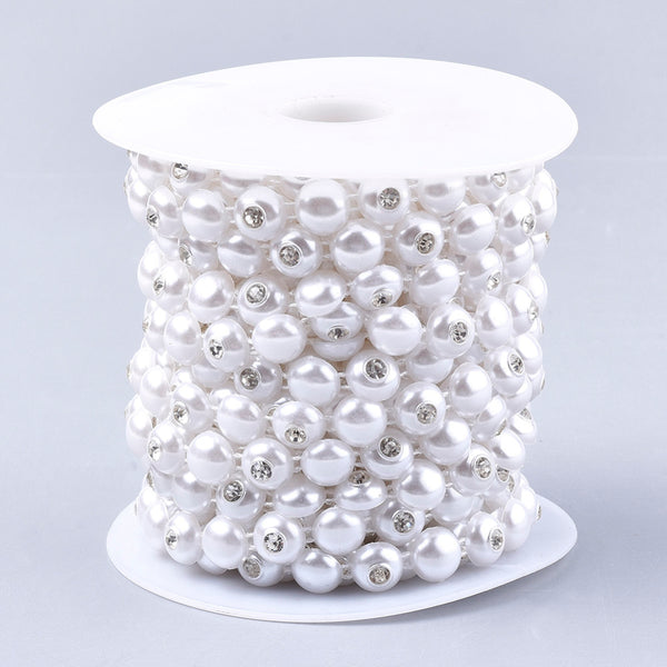 Pearl Garland - Half-Round Pearl Bead Trim Spool for DIY Crafts, 10mm in Diameter, 10 Yards