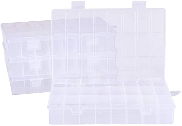 CRASPIRE 3 pcs 3 Pack 33x16x3cm 24 Grids Plastic Storage Container