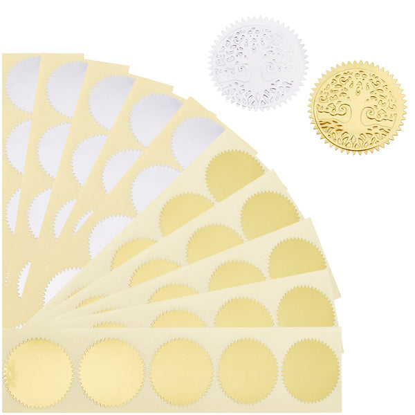 CRASPIRE 300pcs 2 Colors Gold Embossed Foil Blank Certificate Self-Adhesive  Sealing Stickers