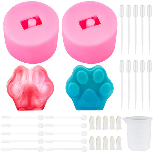 CRASPIRE DIY Silicone Molds Kits, with Rectangle Handle Dinner Plate  Silicone Molds, Silicone Measuring Cup, Plastic Transfer Pipettes,  Disposable Latex Finger Cots, Birch Wooden Sticks, White, 28pcs/set