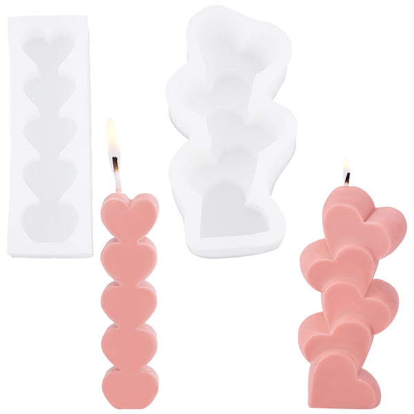  2PCS Stacking Heart Candle Molds, 3D Love Shaped
