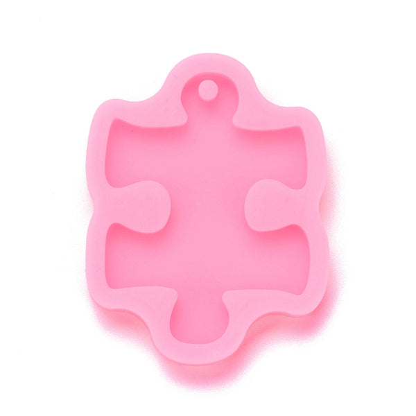 Puzzle Piece Pendant Silicone Molds, Resin Casting Molds, for UV Resin &  Epoxy Resin Jewelry Making, Hot Pink, 73x53x9mm, Hole: 4mm, Inner Diameter