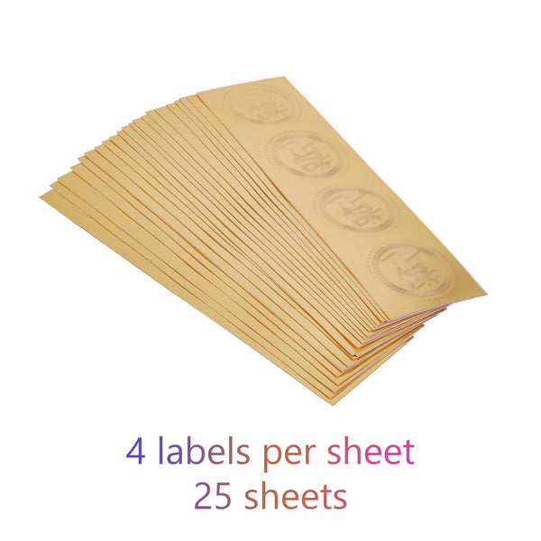 CRASPIRE 2 Inch Envelope Seals Stickers Outstanding Achievement Award  100pcs Embossed Foil Seals Adhesive Gold Foil Seals Stickers