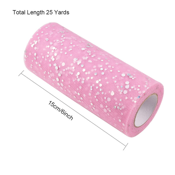 CRASPIRE 5 Roll Glitter Sequin Deco Mesh Ribbons, Tulle Fabric, Tulle Roll  Spool Fabric For Skirt Making, Flamingo, 2 inch(5cm), about  25yards/roll(22.86m/roll)