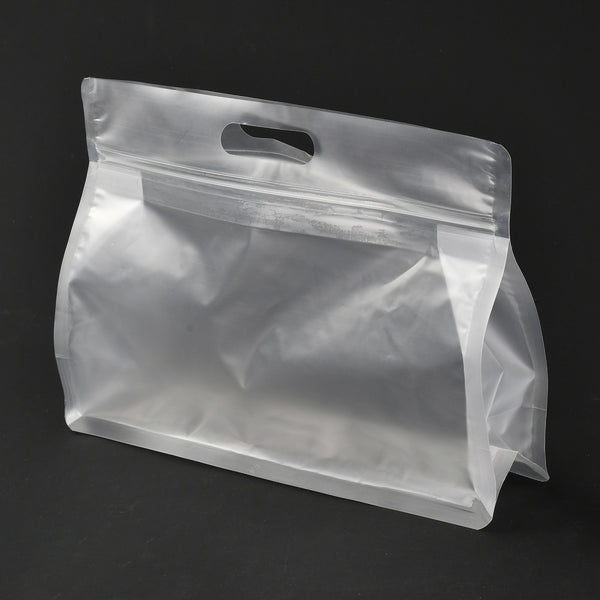 Transparent Plastic Zip Lock Bag, Plastic Stand Up Pouch, Resealable Bags, with Handle, Clear, 23x30x0.08cm Plastic Clear