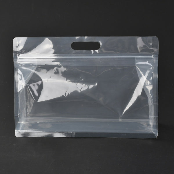 Transparent Plastic Zip Lock Bag, Plastic Stand Up Pouch, Resealable Bags, with Handle, Clear, 30x35x0.08cm Plastic Clear