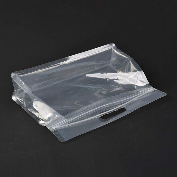 Transparent Plastic Zip Lock Bag, Plastic Stand Up Pouch, Resealable Bags, with Handle, Clear, 30x35x0.08cm Plastic Clear