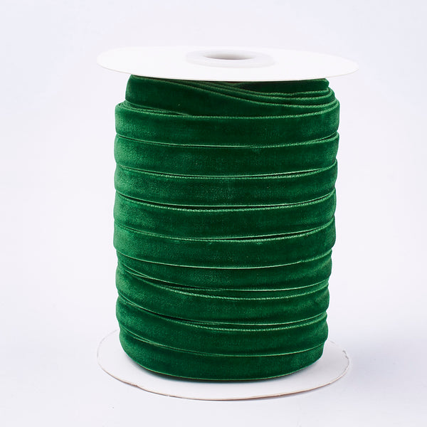 CRASPIRE 1 Roll 3/8inch Single Face Velvet Ribbon, Light Green,  3/8inch(9.5mm), about 200yards/roll(182.88m/roll)