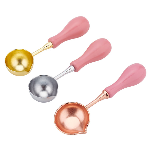 CRASPIRE 3 Pieces Pink Handle Sealing Wax Melting Spoon