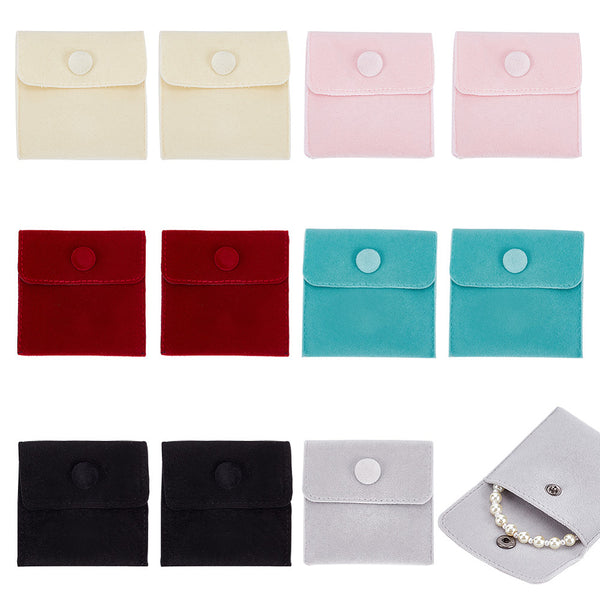Craspire 12 pc 12 Pcs Velvet Jewelry Pouches with Snap Button