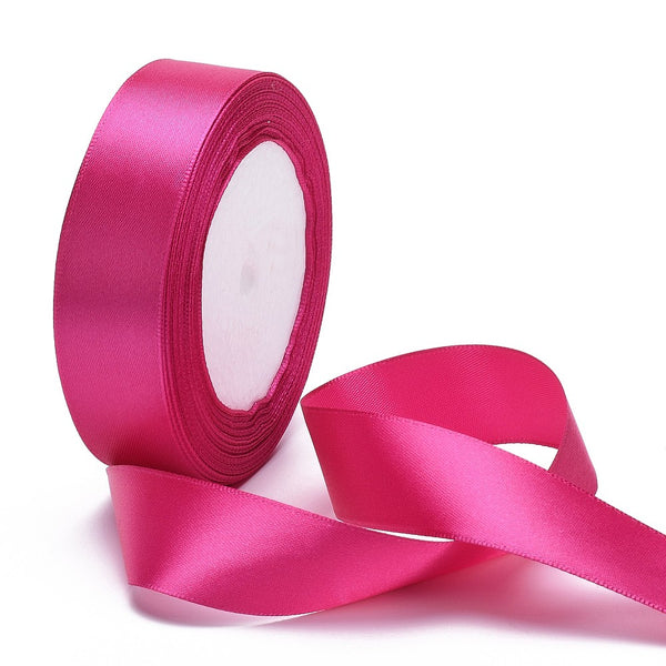 Single Face Satin Ribbon, Polyester Ribbon, White, 1 inch(25mm) wide,  25yards/roll(22.86m/roll), 5rolls/group, 125yards/group(114.3m/group)