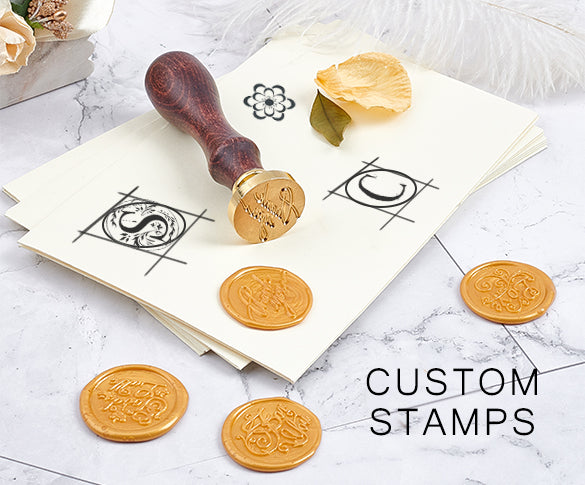 Shop CRASPIRE Wax Seal Stamp Set 4 Pieces Wedding Sealing Wax Stamp Heads  with 1pc Wooden Handles and Wax Spoon & Black Velvet Pouches for Wedding  Invitation Valentine's Day Envelope Cards Gift
