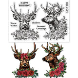 Craspire Custom PVC Plastic Clear Stamps, for DIY Scrapbooking, Photo Album Decorative, Cards Making, Deer Pattern, 160x110x3mm