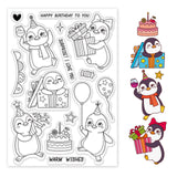 Craspire Penguin, Party, Birthday Clear Stamps Silicone Stamp Seal for Card Making Decoration and DIY Scrapbooking