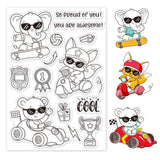 Craspire Funny Animals, Elephants, Foxes, Bears, Skateboards, Karts, Motorcycles Clear Silicone Stamp Seal for Card Making Decoration and DIY Scrapbooking