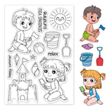 Craspire Beach, Sand Castle, Seashells Clear Stamps Silicone Stamp Seal for Card Making Decoration and DIY Scrapbooking