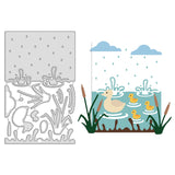 CRASPIRE Raindrops, Ducks, Lake, Reeds, Quagmire, Clouds, Rain Carbon Steel Cutting Dies Stencils, for DIY Scrapbooking/Photo Album, Decorative Embossing DIY Paper Card