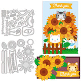 CRASPIRE Cat, Sunflower, Fence, Flower Carbon Steel Cutting Dies Stencils, for DIY Scrapbooking/Photo Album, Decorative Embossing DIY Paper Card