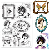 Craspire Vintage Woman Photo Frame Clear Silicone Stamp Seal for Card Making Decoration and DIY Scrapbooking