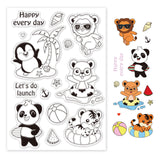 Craspire Lion, Penguin, Tiger, Bear, Panda, Coconut Tree, Conch, Shell, Starfish, Ball, Watermelon Clear Silicone Stamp Seal for Card Making Decoration and DIY Scrapbooking