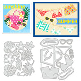 CRASPIRE Summer, Bikini, Flowers, Hibiscus, Plumeria, Sunglasses Carbon Steel Cutting Dies Stencils, for DIY Scrapbooking/Photo Album, Decorative Embossing DIY Paper Card