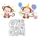 CRASPIRE Monkey, Birthday, Party, Balloons, Hearts, Stars Carbon Steel Cutting Dies Stencils, for DIY Scrapbooking/Photo Album, Decorative Embossing DIY Paper Card