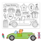 Craspire Car, Birthday, Gift, Cake, Balloon Clear Silicone Stamp Seal for Card Making Decoration and DIY Scrapbooking