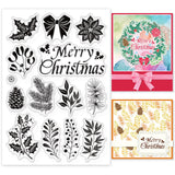 Craspire Christmas Wreath, Winter Plants, Holly, Pine Cones, Mistletoe, Poinsettia Stamp Clear Silicone Stamp Seal for Card Making Decoration and DIY Scrapbooking