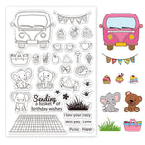 Craspire Investigation, Picnic, Bus, Dessert, Elephant, Koala, Hedgehog, Bear Clear Stamps Silicone Stamp Seal for Card Making Decoration and DIY Scrapbooking