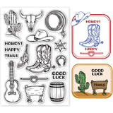 Craspire Cowboy, Barrel, Horn, Rope, Cactus Stamps Silicone Stamp Seal for Card Making Decoration and DIY Scrapbooking