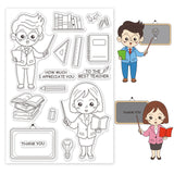 Craspire Favorite Teacher, Female Teacher, Male Teacher, Book, Blackboard, Ruler, Pen, Light Bulb Stamp Clear Silicone Stamp Seal for Card Making Decoration and DIY Scrapbooking