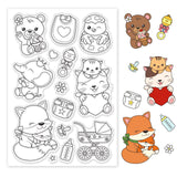 Craspire Animals, Foxes, Bears, Baby Products, Diaper Bottles, Pacifiers Clear Silicone Stamp Seal for Card Making Decoration and DIY Scrapbooking