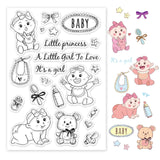 Craspire Baby, It's A Girl, Play Baby, Cute Bear, Baby Products Clear Stamps Silicone Stamp Seal for Card Making Decoration and DIY Scrapbooking