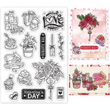 Craspire Valentine's Day, Roses, Rings Stamps Silicone Stamp Seal for Card Making Decoration and DIY Scrapbooking