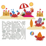 CRASPIRE Crab, Beach, Conch, Shell, Sandcastle Carbon Steel Cutting Dies Stencils, for DIY Scrapbooking/Photo Album, Decorative Embossing DIY Paper Card