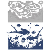 CRASPIRE Diving, Diver, Seabed, Fish, Seaweed, Seagrass Carbon Steel Cutting Dies Stencils, for DIY Scrapbooking/Photo Album, Decorative Embossing DIY Paper Card