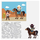 CRASPIRE Cowboy, Horse, Cowboy Hat, Saddle, Jacket, Cactus, People, Boots, Clouds Carbon Steel Cutting Dies Stencils, for DIY Scrapbooking/Photo Album, Decorative Embossing DIY Paper Card