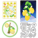 CRASPIRE Lemon, Juice, Flower, Leaves Carbon Steel Cutting Dies Stencils, for DIY Scrapbooking/Photo Album, Decorative Embossing DIY Paper Card