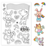 Craspire Happy Pride Day, Rainbow, Party Parade, Bear, Rabbit, Cat Clear Silicone Stamp Seal for Card Making Decoration and DIY Scrapbooking