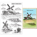 Craspire Windmill, Farm, Landscape Stamps Silicone Stamp Seal for Card Making Decoration and DIY Scrapbooking