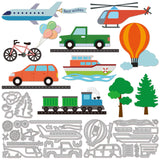 CRASPIRE Transportation Series, Airplane, Helicopter, Hot Air Balloon, Truck, Car, Train, Ship, Bicycle Carbon Steel Cutting Dies Stencils, for DIY Scrapbooking/Photo Album, Decorative Embossing DIY Paper Card