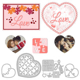 CRASPIRE Hearts, Puzzles, Valentine's Day Carbon Steel Cutting Dies Stencils, for DIY Scrapbooking/Photo Album, Decorative Embossing DIY Paper Card