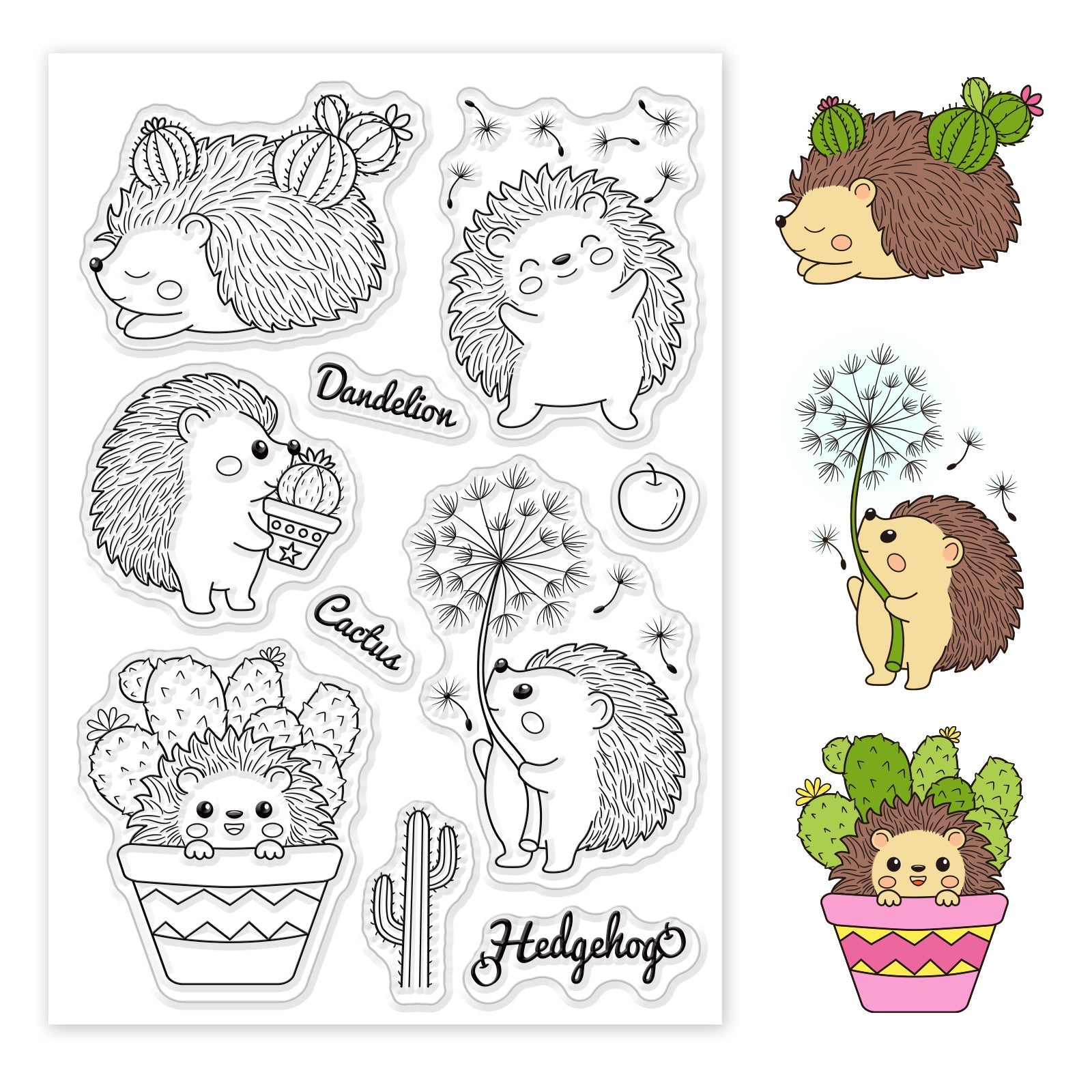 Craspire Hedgehog, Cactus, Dandelion, Animal, Plant Clear Stamps Silic –  CRASPIRE