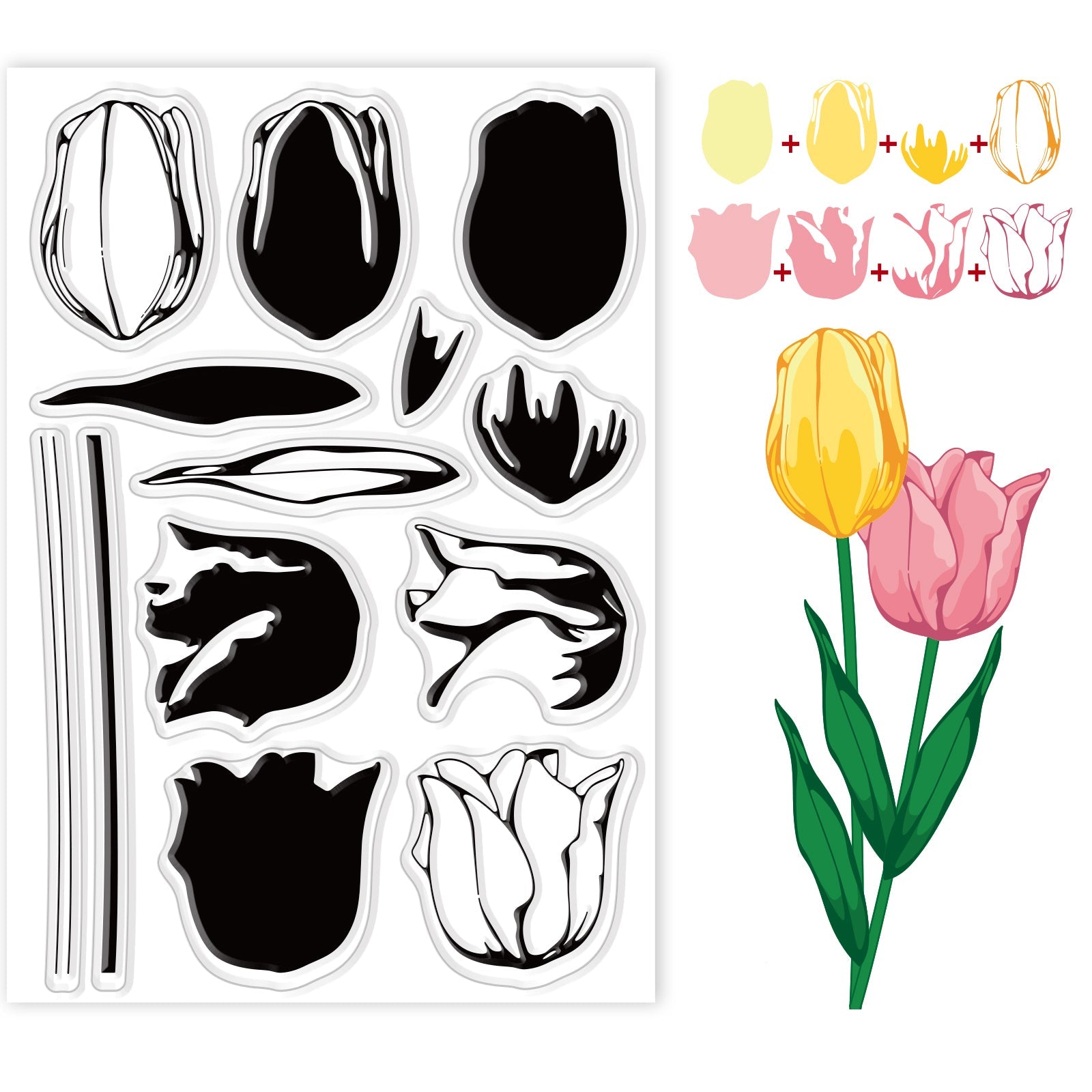 Craspire Layering, Tulip, Flower Clear Silicone Stamp Seal for Card Making  Decoration and DIY Scrapbooking