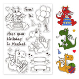 Craspire Dragon, Birthday, Cake, Party, Balloon Clear Silicone Stamp Seal for Card Making Decoration and DIY Scrapbooking