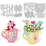 CRASPIRE Coffee Cup, Flowers Carbon Steel Cutting Dies Stencils, for DIY Scrapbooking/Photo Album, Decorative Embossing DIY Paper Card