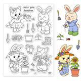 Craspire Animals, Gardener, Planting, Flowers, Leaves Clear Silicone Stamp Seal for Card Making Decoration and DIY Scrapbooking