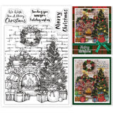 Craspire Fireplace, Christmas Tree, Gift Boxes, Garland, Christmas Fireplace Background Clear Silicone Stamp Seal for Card Making Decoration and DIY Scrapbooking