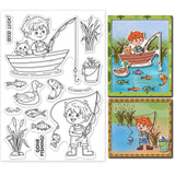 Craspire Fishing Boy Clear Silicone Stamp Seal for Card Making Decoration and DIY Scrapbooking