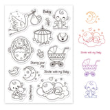 Craspire Clear Silicone Stamp Seal for Card Making Decoration and DIY Scrapbooking, Including Baby, Moon, Cradle